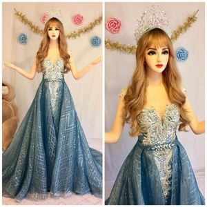 SOLD Blue Mermaid/Overskirt Gown